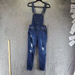 Wax Jean Overalls Womens Small Blue Distressed Denim Adjustable Straps